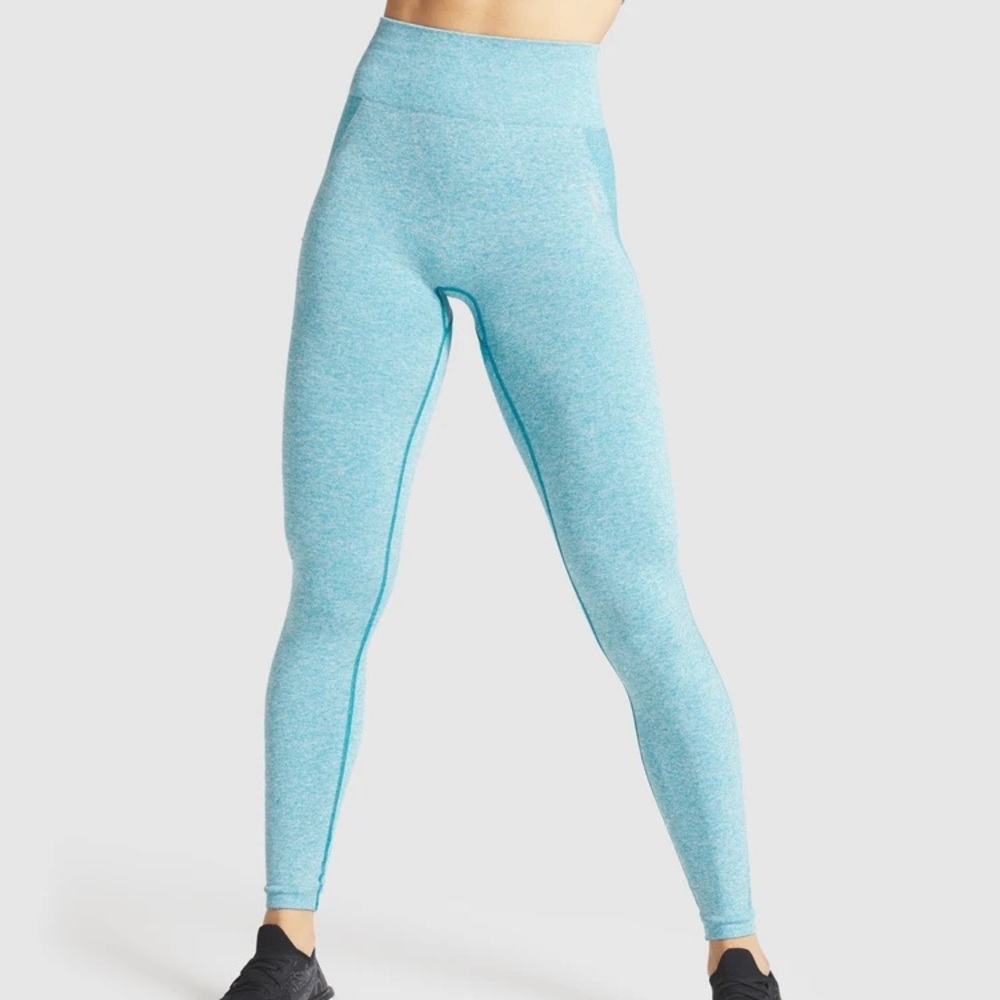 Gymshark Flex Leggings in Teal Marl/Light Gray